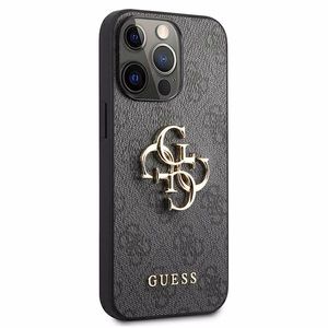 Guess GUHCP13L4GMGGR iPhone 13 Pro / iPhone 13 6.1 pelēkais ciets apvalks 4G Big Metal Logo
