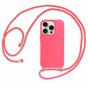 Silikona apvalks ar josta iPhone 13 Pro Max dizains 1 rozā