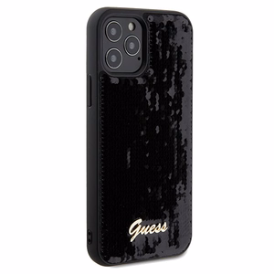 Guess Sequin Script Metal case for iPhone 12/12 Pro - black