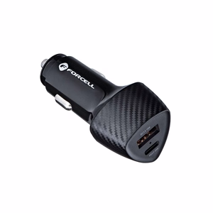 Автомобильное зарядное устройство Forcell F-Energy Carbon USB C + USB A QC3.0 PD 3A 38W CC50-1A1C чёрное