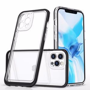  Skaidrs 3in1 vāciņš iPhone 12 Pro ar melno rāmi želejas pārklājums