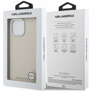 Karl Lagerfeld FW Stamped Karl MagSafe Case for iPhone 16 Pro - Beige