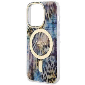 Guess GUHMP14LHLEOPWB iPhone 14 Pro 6.1" zils/zils cietais apvalks Leopards MagSafe