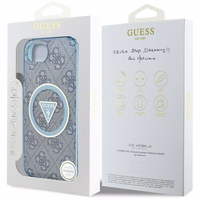 Guess IML Metal Glitter 4G Circle Triangle magnētiskais viedtālruņa apvalks iPhone 16e - zils