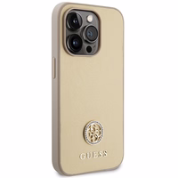 Guess GUHCP15XPS4DGPD iPhone 15 Pro Max 6.7" zelta/zelta cietais apvalks Strass Metāla Logotips