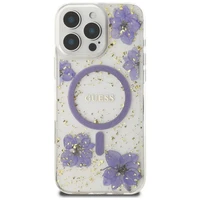 Guess sveķu ziedi Magnētiskais viedtālruņa apvalks iPhone 16 Pro Max - violeta