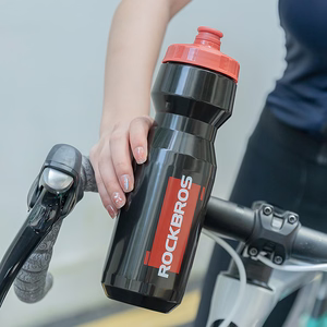 Rockbros 750 ml velosipēda pudele - caurspīdīgi melna ar sarkanu iemuti