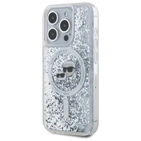 Karl Lagerfeld Šķidrie spīdumi Karl & Choupette Head Magnētiskais viedtālruņa apvalks iPhone 15 Pro Max - caurspīdīgs