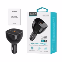 Choetech TC0024 automašīnas lādētājs 160W 2x USB-C PD 3.1 1x USB-A - melns