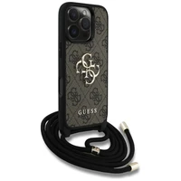 Guess 4G Big Logo Cord Stap viedtālruņa apvalks iPhone 16 Pro - brūns