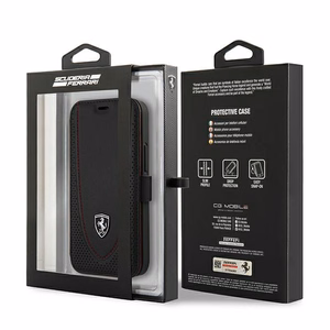 Ferrari FEOGOFLBKP12SBK atvāžamais maciņš iPhone 12 mini 5,4" Off Track Perforated – melns