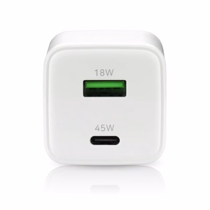 Lādētājs 1 x USB Quick Charge 4.0, 1 x USB-C 45W balts