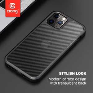 Crong Hybrid Carbon vāciņš ierīcei iPhone 12 Pro Max, melns