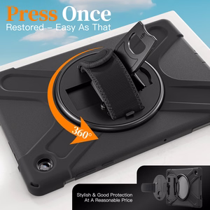 JM Rugged Case Grip for Samsung Galaxy Tab A11+ with a strap Black