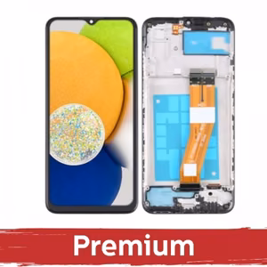 LCD displejs saderīgs ar Samsung A035F A03 ne-ES melns ar rāmi OEM