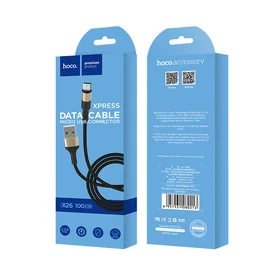 USB kabelis Hoco X26 microUSB 1.0m melns-zelts