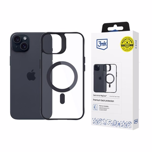 3mk Satin Armor MagCase ar MagSafe iPhone 15 Plus - Caurspīdīgs ar melnu rāmi