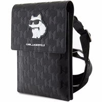 Karl Lagerfeld apvalks KLWBSAKHPCK rokassoma - melna Saffiano monogramma Choupette