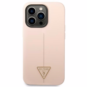 Guess GUHCP14XSLTGP iPhone 14 Pro Max 6.7" rozā cietais silikona viedtālruņa apvalks Triangle