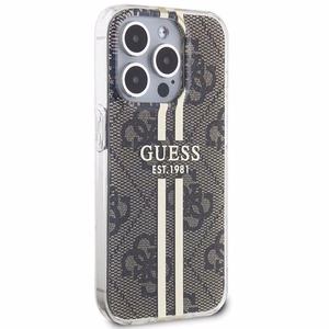 Guess IML 4G Gold Stripe viedtālruņa apvalks iPhone 15 Pro - brūns