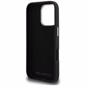 Karl Lagerfeld FW Grained Karl & Choupette Heads Pins case for iPhone 16 Pro Max – black
