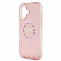 Guess IML Rhinestones Magnētiskais viedtālruņa apvalks iPhone 16 Plus - rozā