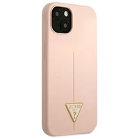 Guess GUHCP13SSLTGP iPhone 13 mini 5.4" rozā cietais apvalks silikona trīsstūris