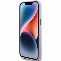 Guess Mirdzošs glancēts uzraksts apvalks iPhone 15 Pro - ceriņkrāsas