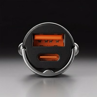 Blavec Auto lādētājs BS-02B-C Aero - USB + Type C - QC 3.0 18W PD 30W ar Type C to Type C cable (CCBS02BCA-UCB) melns