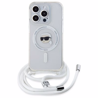 Karl Lagerfeld soma pāri plecam IML Karl galvas MagSafe iPhone 16 Pro viedtālruņa apvalks – caurspīdīgs