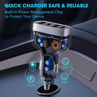 VEGER automašīnas lādētājs 2 x USB A + 2 x Type C PD QC 3A 66W CC53-2A2C melns