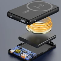 Portatīvais lādētājs Dudao K14S+ 10000mAh 20W USB-A / USB-C / Magnētiskais ar statīvu - melna