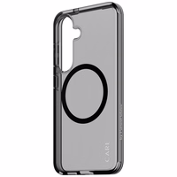 CARE by PanzerGlass Flagmanis Urban Combat melns QI viedtālruņa apvalks Samsung Galaxy S25 - Puscaurspīdīgs dūmu