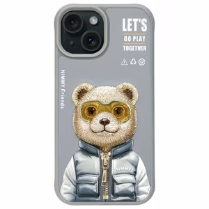 Nimmy Cool&Cute 2.0 Lāča viedtālruņa apvalks iPhone 15 - pelēks