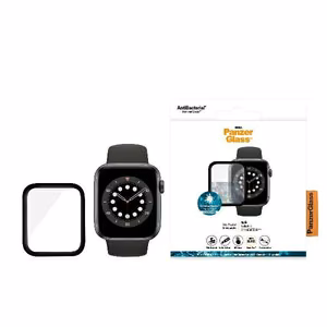 Полноэкранная антибактериальная защита PanzerGlass Curved для Apple Watch 44 мм — чёрная