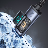 Joyroom Prism Series A16 USB-C / USB-A kabelis 66W 1,2 m ar LED displeju - melns