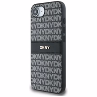 DKNY atkārtota tekstūras raksta ar tonālām svītrām apvalks iPhone 16e - melns