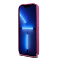DKNY Ādas monogrammas raksta metāla logotips Magnētiskais viedtālruņa apvalks iPhone 15 Pro - rozā