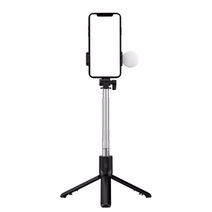 Selfiju nūja WR1YXS teleskopisks statīvs 0.71m ar apaļu lampu - melna