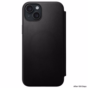 Nomad moderns ādas folio viedtālruņa apvalks iPhone 15 Plus 6,7" melns