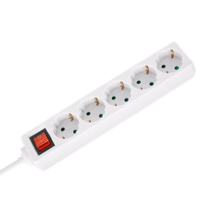 Rebel pagarinātājs, 5 vācu tipa kontaktligzdas, 3 m, ar slēdzi, 3×1,5 mm, balts