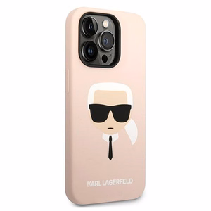 Karl Lagerfeld KLHMP14LSLKHLP iPhone 14 Pro 6.1 "cietais apvalks gaiši rozā / gaiši rozā Silikona Karla Galva Magsafe