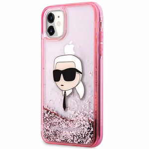 Чехол Karl Lagerfeld Glitter Karl Head для iPhone 11/XR - розовый