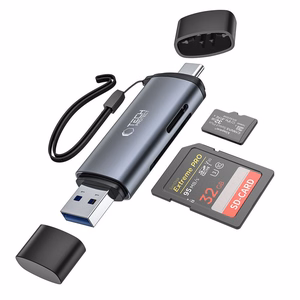 Tech-Protect UltraBoost SD/micro SD karšu lasītājs ar USB-C/USB-A savienotājiem - pelēks