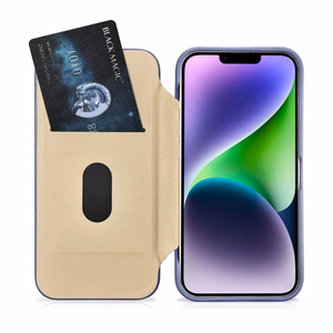 iCarer CE Premium Leather Folio Case iPhone 14 Plus Magnetic Flip Leather Folio Case MagSafe Light Purple (WMI14220715-LP)