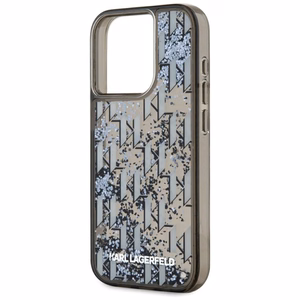 Karl Lagerfeld Liquide Glitter Monogram Gradient viedtālruņa apvalks iPhone 15 Pro Max - melns