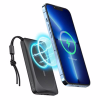 VEGER portatīvais lādētājs 10000 mAh ar bezvadu uzlādi saderīgs ar MagSafe PD QC3.0 2A 20W MagOn (VP1151 / W1151) melna