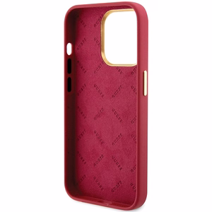 Guess Silicone Script Metal Logo & Frame viedtālruņa apvalks iPhone 15 Pro - sarkans