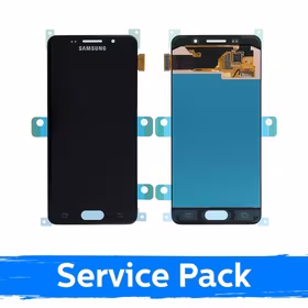 LCD Displejs Saderīgs ar Samsung A310 2016 A3 Melns (Service Pack)