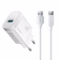 Joyroom JR-TF4 18W sienas lādētājs ar 3A USB-A - USB-C 1m kabeli - balts